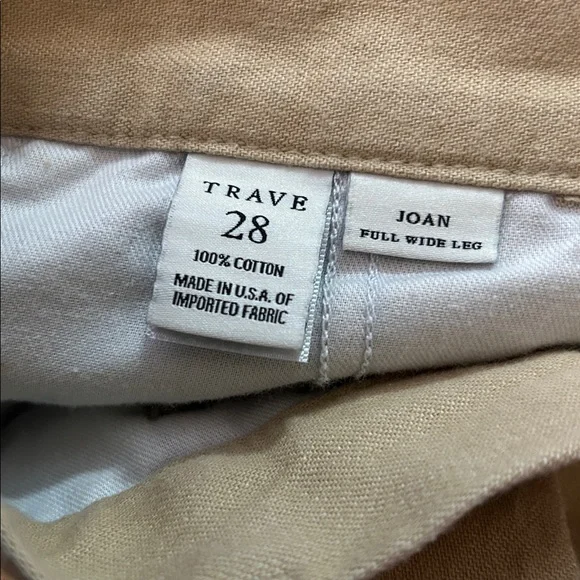 Trave Pants Womens 28 Tan High Rise Joan Full Wide Leg Trouser Casual Office - Picture 6 of 8